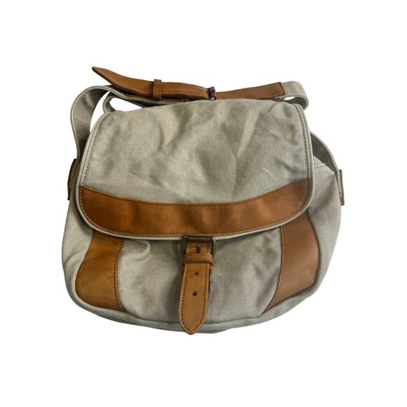 Vintage L.L. Bean Leather and Canvas Cross Body Field Bag - Picture 1 of 12